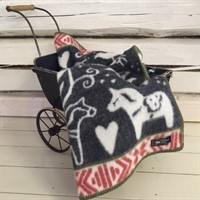 Wool Blanket Dalarna Black Children 65x95 cm