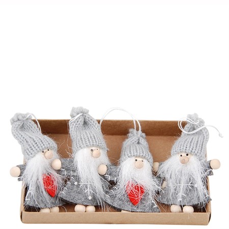 Hängdekoration Tomte grå 4-pack från Miljögården