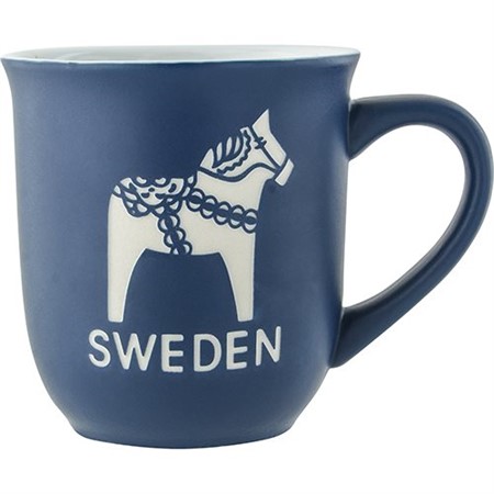 Mugg dalahäst blå