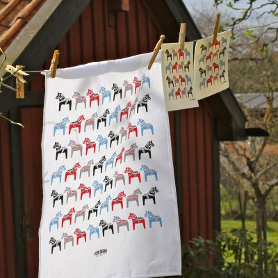 Kökshandduk Dalahästar