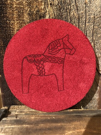 Potholder Suede 15cm Dala Horse Red