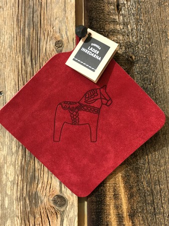 Potholder Suede Dala Horse Red