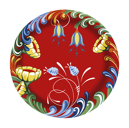 Daloms ängar Glasunderlägg röd Rund