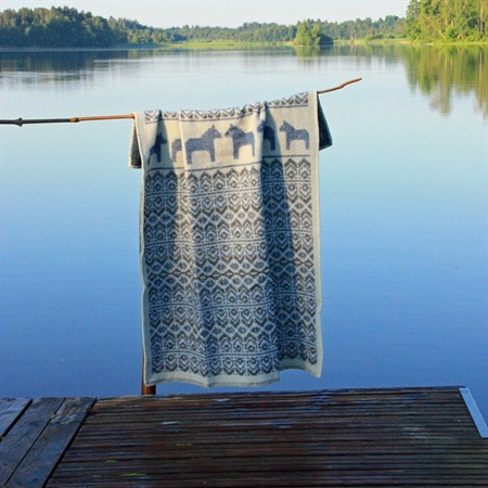 Ullpläd Merino Dalarna Blå. 130x90cm